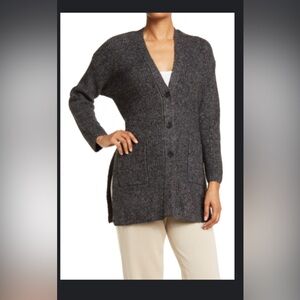 Joseph A. Charcoal Heather Belted Cardigan Sweater